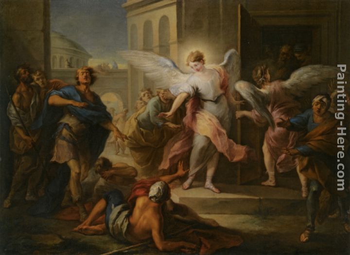 The Blinding of the Inhabitants of Sodom painting - Carle van Loo The Blinding of the Inhabitants of Sodom art painting